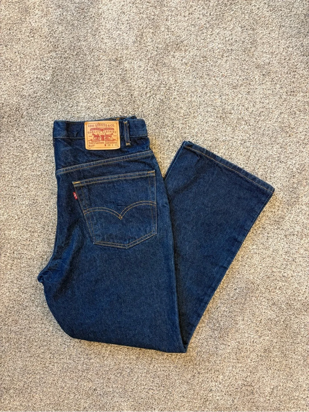Levis Jeans 517 Mens 38x31 Dark Blue Bootcut Denim Rodeo Cowboy Western NWOT